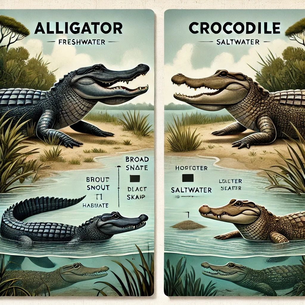 Discover the key differences between alligators and crocodiles in this expert guide. Learn their habitats, behaviors, sizes, and who would win in a fight—complete with visuals!